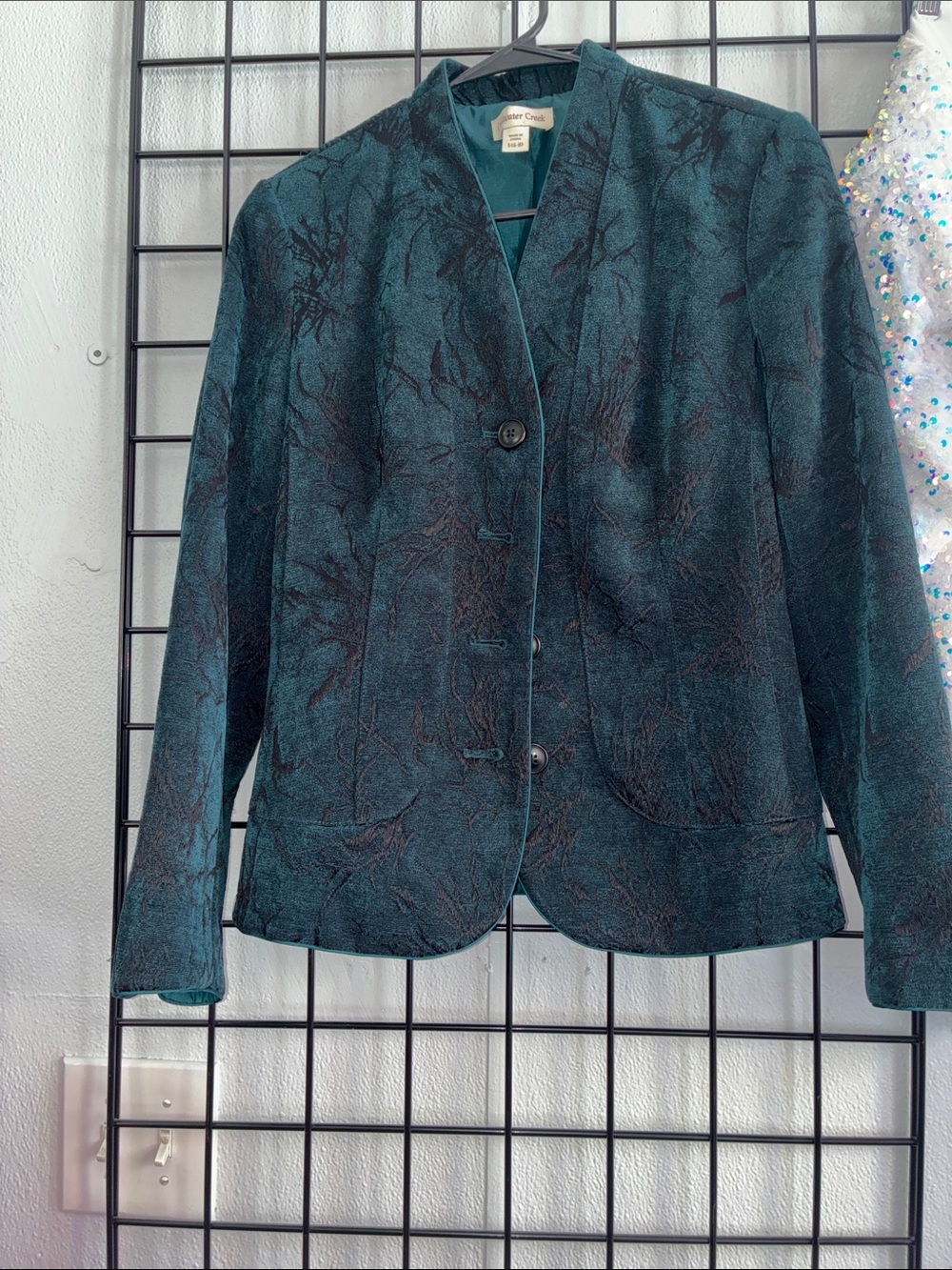 Coldwater Creek Teal Textured Button-Front Blazer